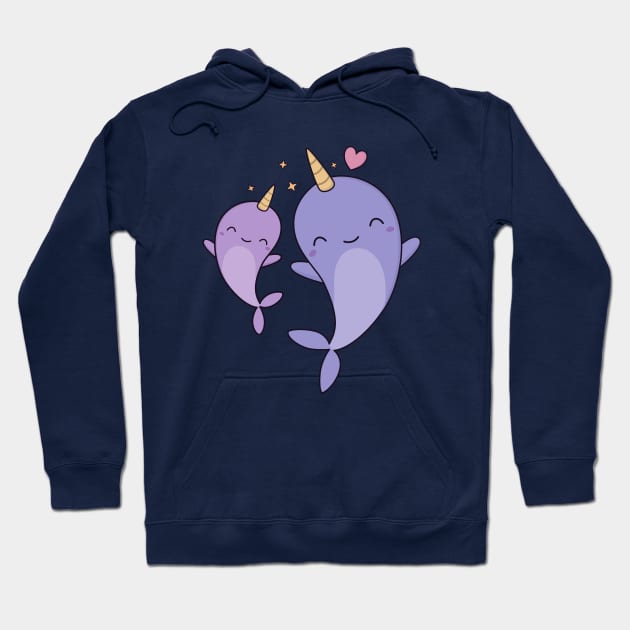 Kawaii And Cute Narwhals Are Adorable Hoodie by wordsberry